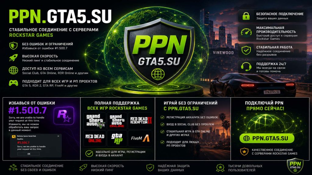 PPN от GTA5.SU для решения проблем и ошибок Rockstar Games